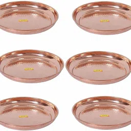shivshakti arts Handmade Pure Copper Plate Small Sized Hammered Deisgned Thali Dinner Plate-picture-23