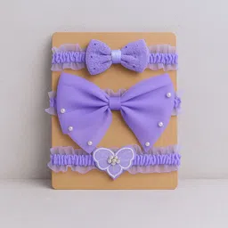 syga 3 Pcs Baby Headband Heart, Pearl, Velvet Bow Design Perfect for Newborn Toddler Head Band-picture-43