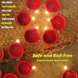 slyka Eco-Friendly water sensor Diwali Diya Light for decoration Mandir, Home, Office Plastic (Pack of 18) Table Diya Set image 4