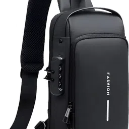 Black Men & Women Shoulder Bag USB Charging Crossbody Bag - Anti-Theft Lock & Convenient Travel Companion-image-55