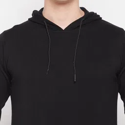 duke Men Solid Hooded Neck Black Sweater image 4