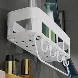 zucur Plastic Bathroom accessories Rack wall shelves For Hooks And Towel Rack. Plastic Wall Shelf image 5