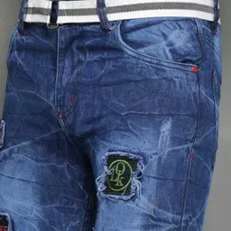 hyooo Solid Men Denim Blue Denim Shorts image 3