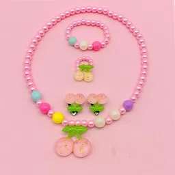 syga Children's Girls Earring Ring Set For Kids, Girl, Gift, Party (Cherry) Alloy Necklace Set-picture-18