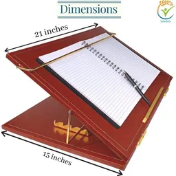 VeleSolv Leather Foldable, Height Adjustable Writing/Sketching/Drawing Table/Table Top Leather table top brown Laptop Stand image 2