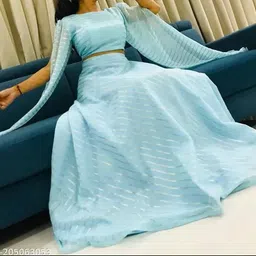 queddy's Self Design Semi Stitched Lehenga & Crop Top-picture-25