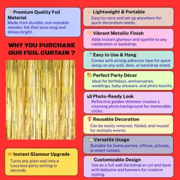 rimis Golden 2 Pcs Golden Foil Curtain for Party Decoration & Backdrop image 4