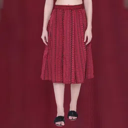 manat diva Women Printed A-line Red Skirt-picture-10