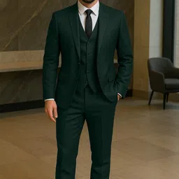 plus91 Men 3 Piece Suit Solid Suit image 4