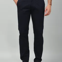 peter england Men Regular Fit Blue Cotton Blend Trousers-picture-15