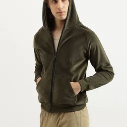 united colors of benetton Men Full Sleeve Solid Hooded Sweatshirt image 3