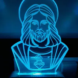 feelon Yeshu Masih Acrylic 3D Illusion RGB 7 Colour Changing LED Plug and Play Night Lamp image 5