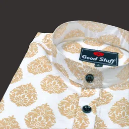 varidashi Men Floral Print Cotton Linen A-line Kurta image 1