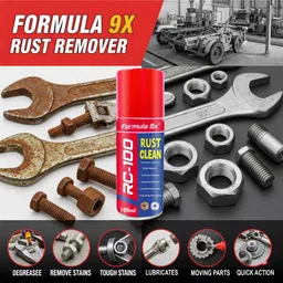 formula 9x RC-100 Advance Rust Remover Anti Rust(Combo Pack) - 100ml+100ml Rust Removal Aerosol Spray image 5
