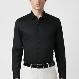 peter england Men Slim Fit Solid Spread Collar Formal Shirt image 1