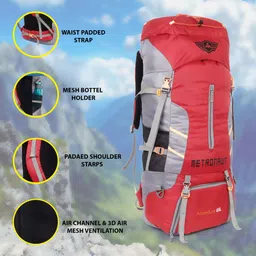 metronaut Adventure Series Hiking/Camping/Travel Bag with Rain Cover Rucksack- 65 L image 4