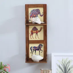 Mango Wood Wall Shelf By Globally Indian image 1