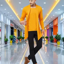 metronaut Men Jacket Style Full Sleeve Yellow Shrug image 4