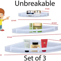 appgen Corner Set of 3 pcs (Size :- 9X12 Inches, 12X15 Inches, 15X18Inches) Plastic Wall Shelf image 4