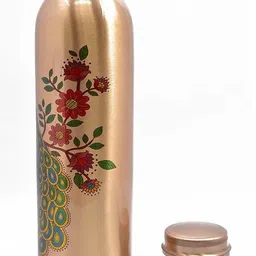 vedanshstore Vedansh 100% Copper Water Bottle Leak Proof and Peacock design combo (1 LTR ) 1000 ml Bottle image 3