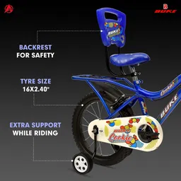 avon COKKIE 16T Kids Cycle for 5 to 8 Year age with Back Rest & Training Wheel 16 T (inch) Road Cycle image 3