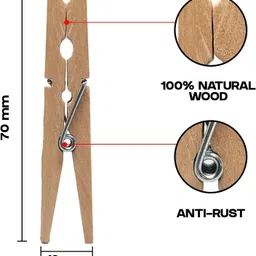 dhanak Multipurpose Clips Decoration, Art&Craft, Hanging Drying ClothPegs (20Pcs.) Bamboo Cloth Clips image 4