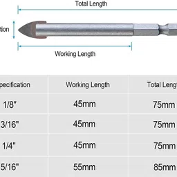 aasons Glass Drill Set Hex Shank 4pc image 3