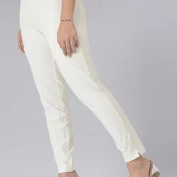 dollar missy Women Regular Fit Cream Cotton Blend Trousers image 2