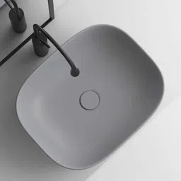 flipkart perfect homes Premium Ceramic Wash Counter top (matt) 18x13x5 inch grey matt Table Top Basin image 3