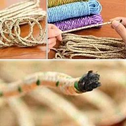crozier Cloth Line For Drying clothes, Nylon Braided Cotton Rope, 20 Mtr, Pack of 2, Multicolour Nylon Clothesline image 2
