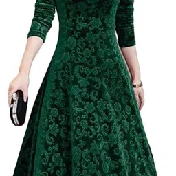 westchic Women Fit and Flare Green Maxi/Full Length Dress image 1