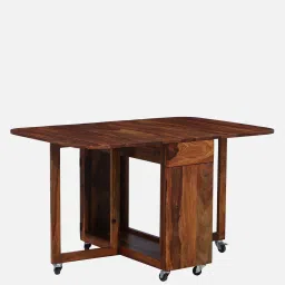 woodsworth from pepperfry Carion Sheesham Wood 4 Seater Foldable Dining Set In Scratch Resistant Honey Oak Finish image 5