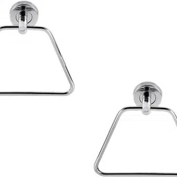 Premium Quality Stainless Steel trapzee Shape Towel Ring Holder set of 2 Silver Towel Holder (Stainless Steel) SILVER Towel Holder-image-4