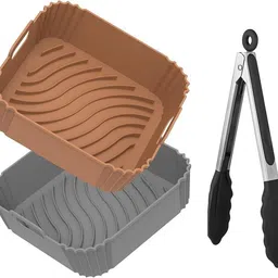 atrmitra 2 Pc Square Tray & 1 Pc Tong (Multicolour) Airfryer Tray-picture-10