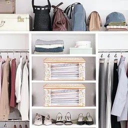 ashfiya 12 Saree Cover Bag diwali gift, Multi Leaves Print (pack of 1) Storage Box image 4