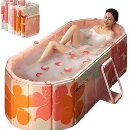 pink bath tubs Portable Bathtub for Adult Large Foldable Free-standing Bathtub-image-1