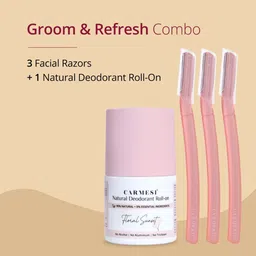 carmesi Facial Razor - Pack of 3 & Underarm Roll On Deodorant - Floral Sunset (50 ml) Deodorant Roll-on - For Women image 2