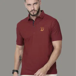 stellers Men Solid Polo Neck Polyester Maroon T-Shirt-picture-28