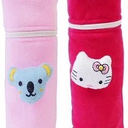 mw prints Soft Plush Stretchable Baby Feeding Bottle Cover Easy to Hold Strap and Zip-picture-24