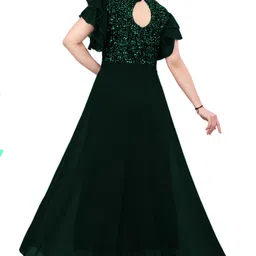 wazix clothing Women Maxi Dark Green Full Length Dress image 2