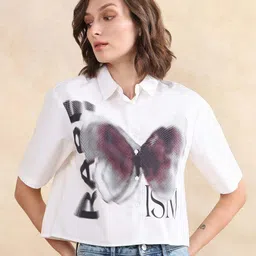 rareism Women Boxy Fit Graphic Print Party Shirt-picture-11