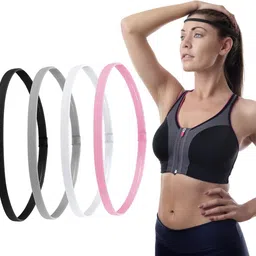 elephantboat 4Pcs Elastic Sports Headband for Men Women Stretchy Non-Slip Athletic Headbands Head Band image 1