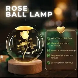TUNISKY Crystal Ball with Light Base 3D Laser Engraved I Love You Gift for Valentine Table Lamp image 4