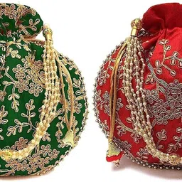 daily deals Women Green, Red Potli-picture-24