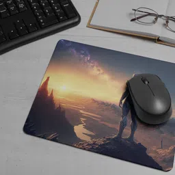 ARTOLIC Man stands cliff sunset Gaming Mouse Pad, Non-Slip Rubber Base, 9x7.5 Non Slip Base Mousepad image 3