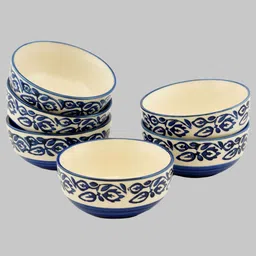 freakway Ceramic Mixing Bowl Hand-painted Multicolored Ceramic Floral Bowls Set Ceramic Vegetable Bowl/Dessert Bowl/Soup Bowl (Multicolor, Pack of 6) image 3