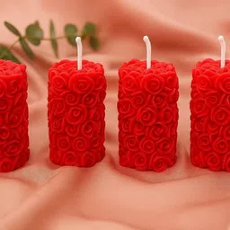 crown's queue Red Scented Red rose pillar set of 2, fragrance candle soy wax Candle image 3