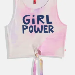 Here&Now X Game Begins Girls Typography Printed Pure Cotton Tie and Dye Crop Top-picture-38