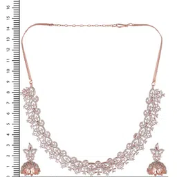 Saraf RS Jewellery Rose Gold-Plated & White AD & CZ-Studded Contemporary Jewellery Set image 5
