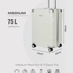 Kenneth Cole Kai Aluminium Frame 360 Degree 8 Wheel Hardside Medium Trolley Bag -74.93L image 4